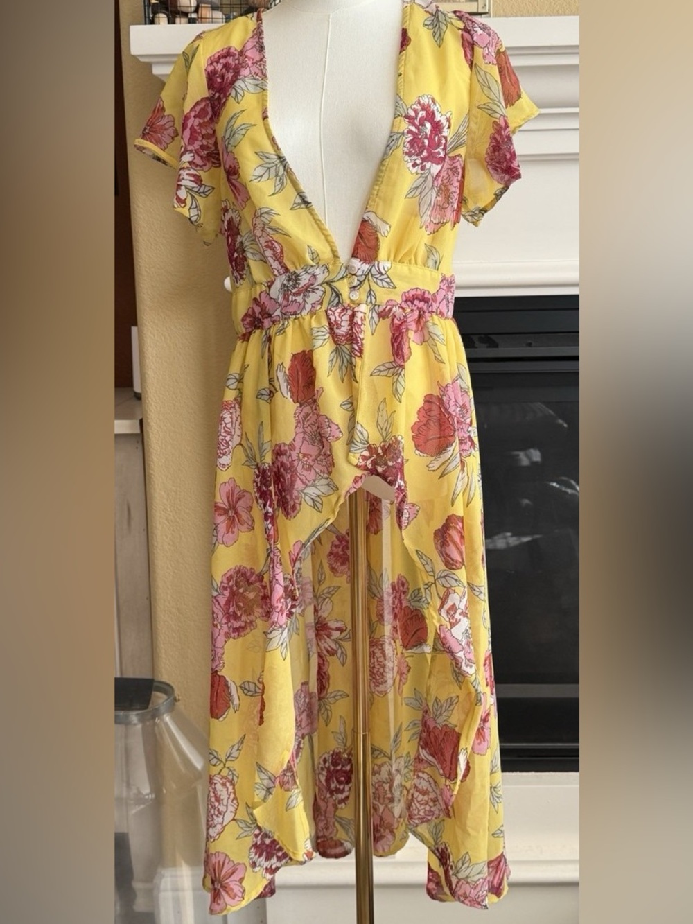 Live 4 Truth Yellow Floral Tie-Front Dress